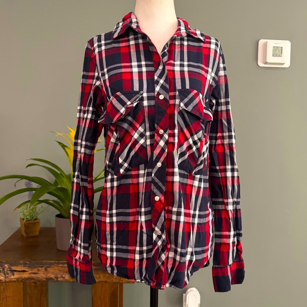 Zara 100% Cotton Plaid Button Up Long Sleeve